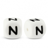 Letterkralen van siliconen  N White-black