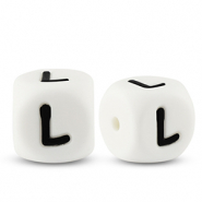 Letterkralen van siliconen  L White-black
