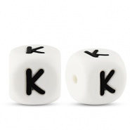 Letterkralen van siliconen  K White-black