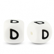 Letterkralen van siliconen  D White-black