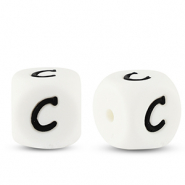 Letterkralen van siliconen  C White-black