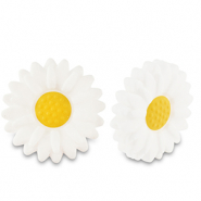 Siliconen kralen bloem White-yellow