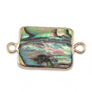 Zoetwater parels tussenstuk rectangle Gold-ocean green