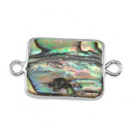 Zoetwater parels tussenstuk rectangle Silver-ocean green