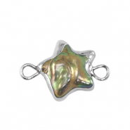 Zoetwater parels tussenstuk star Silver-ocean green