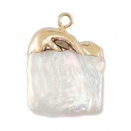 Zoetwater parels bedel square Gold-Natural white
