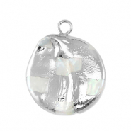 Zoetwater parels bedel round Silver-Natural white