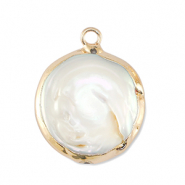 BQ Zoetwater parels bedel round Gold-Natural white