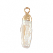 BQ Zoetwater parels bedel tooth Gold-Natural white
