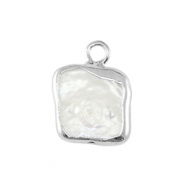 Zoetwater parels bedel square Silver-Natural white