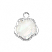 Zoetwater parels bedel flower Silver-Natural white