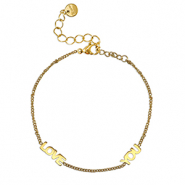 Armbanden van Stainless steel Roestvrij staal (RVS) ''LOVE YOU'' Gold