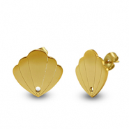 Oorbellen van Stainless steel Roestvrij staal (RVS) shell Gold
