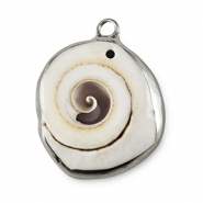 Schelp hanger special Snail Creamy white-silver