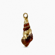 Schelp hanger special Dark brown-gold