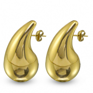 Oorbellen / oorstekers van Stainless steel Roestvrij staal (RVS) drop Gold