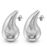 Oorbellen / oorstekers van Stainless steel Roestvrij staal (RVS) drop Silver