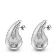 Oorbellen / oorstekers van Stainless steel Roestvrij staal (RVS) drop Silver