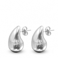Oorbellen / oorstekers van Stainless steel Roestvrij staal (RVS) drop Silver