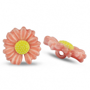 Keramiek kraal flower Pink-yellow