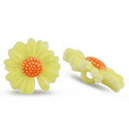 Keramiek kraal flower Yellow-orange