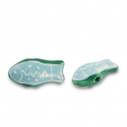 Keramiek kralen fish Blue-green