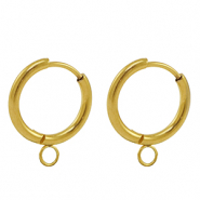 Oorbellen van Stainless steel Roestvrij staal (RVS) creolen 18mm Gold