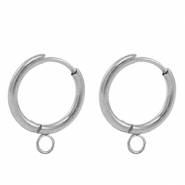 Oorbellen van Stainless steel Roestvrij staal (RVS) creolen 18mm Silver