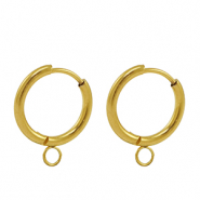 Oorbellen van Stainless steel Roestvrij staal (RVS) creolen 16mm Gold
