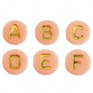 Acryl letterkralen mix Light peach pink-gold