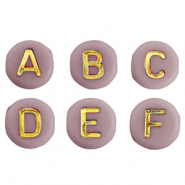 Acryl letterkralen mix Dusty pink-gold