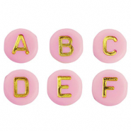 Acryl letterkralen mix Light pink-gold