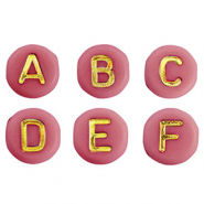 Acryl letterkralen mix Pink-gold