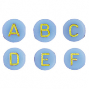 Acryl letterkralen mix Light blue-gold