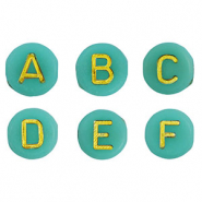 Acryl letterkralen mix Emerald green-gold