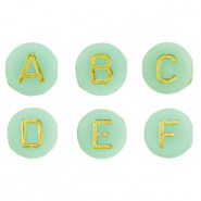 Acryl letterkralen mix Mint green-gold