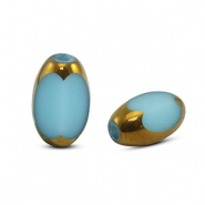 Glaskralen ovaal facet Blue-gold