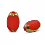 Glaskralen ovaal facet Red-gold