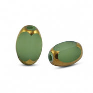 Glaskralen ovaal facet Green-gold