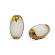 Glaskralen ovaal facet White-gold