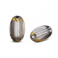 Glaskralen ovaal facet Grey transparent-gold