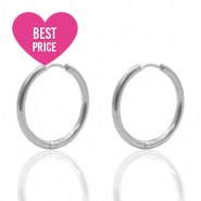 Oorbellen van Stainless steel Roestvrij staal (RVS) creolen 19mm Zilver