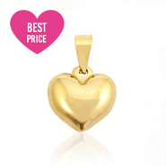 Bedels van stainless steel (RVS) hart bol Goud