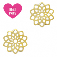 Bedels van Stainless steel Roestvrij staal (RVS) tussenstuk flower Goud
