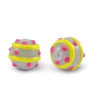 Kralen van acryl dots Grey yellow-pink