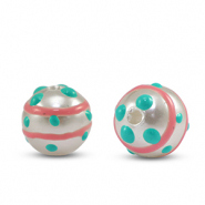Kralen van acryl dots Pearl-pink green