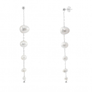 Oorbellen / oorstekers van Stainless steel Roestvrij staal (RVS) pearls Silver