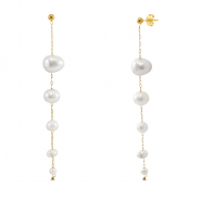 Oorbellen / oorstekers van Stainless steel Roestvrij staal (RVS) pearls Gold