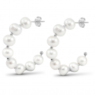 Oorbellen / oorstekers van Stainless steel Roestvrij staal (RVS) pearls Silver