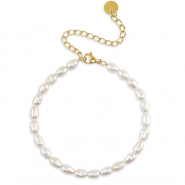 Armbanden van Stainless steel Roestvrij staal (RVS) pearls Gold
